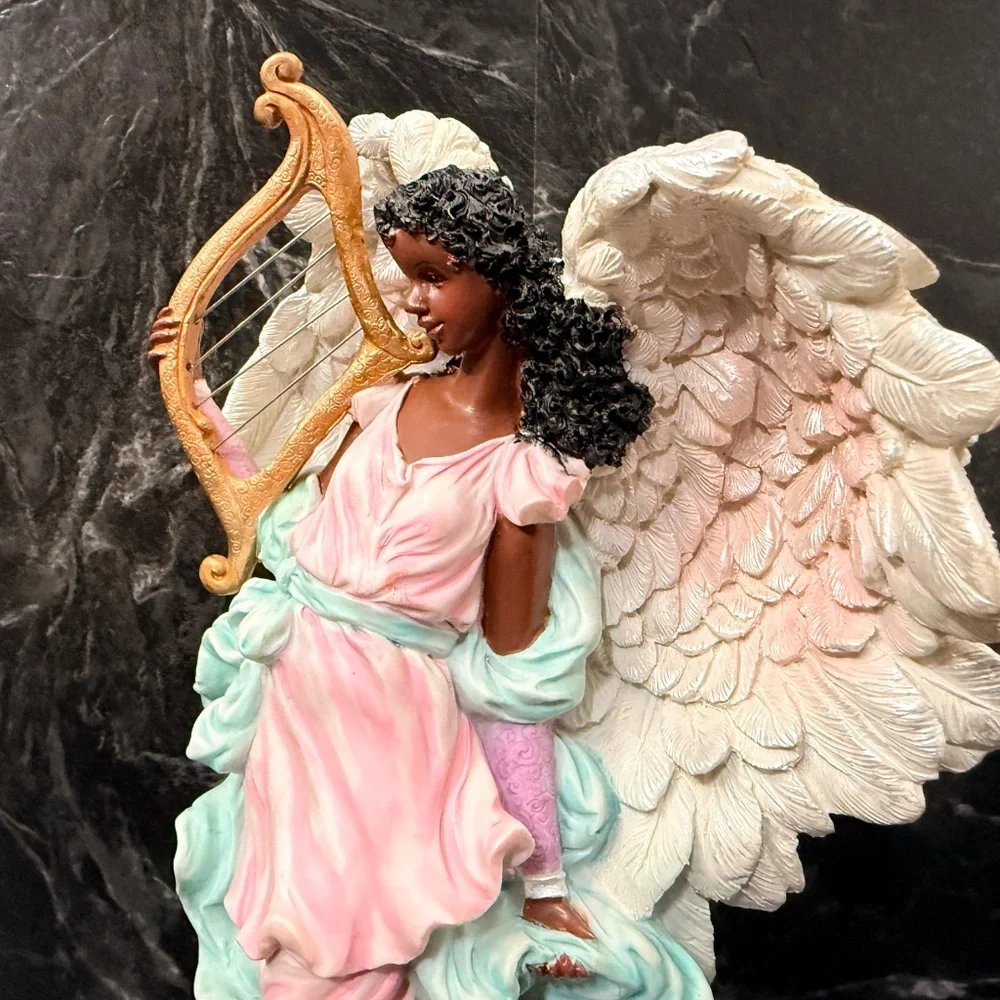 Angel Playing Harp Figurine